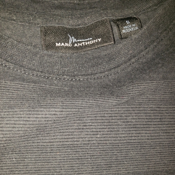 Marc Anthony Gray Stripped T-Shirt - Picture 2 of 3